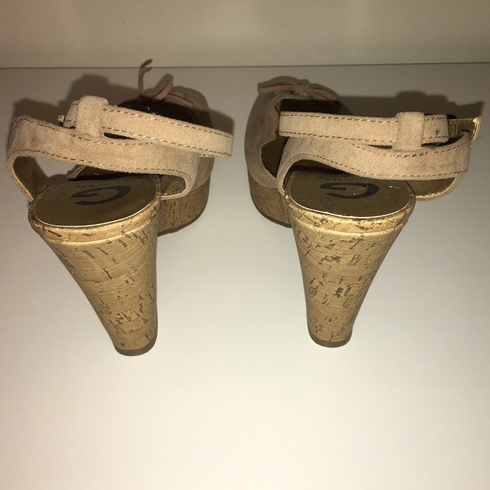G by Guess Tan Cork Heeled Wedge 7.5 - Picture 5 of 8